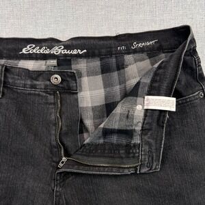Eddie Bauer Flannel Lined Straight Fit Jeans Men 38x32 (fits 40x30) Black Wash